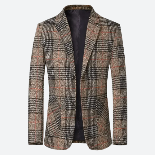 Classic Houndstooth Patterned Blazer Jackets