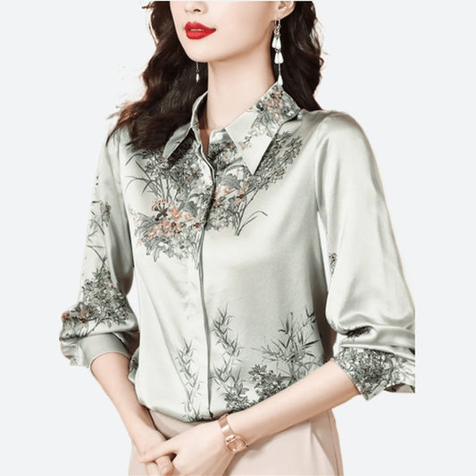 Chiffon Floral Slight Stretch Loose Blouses