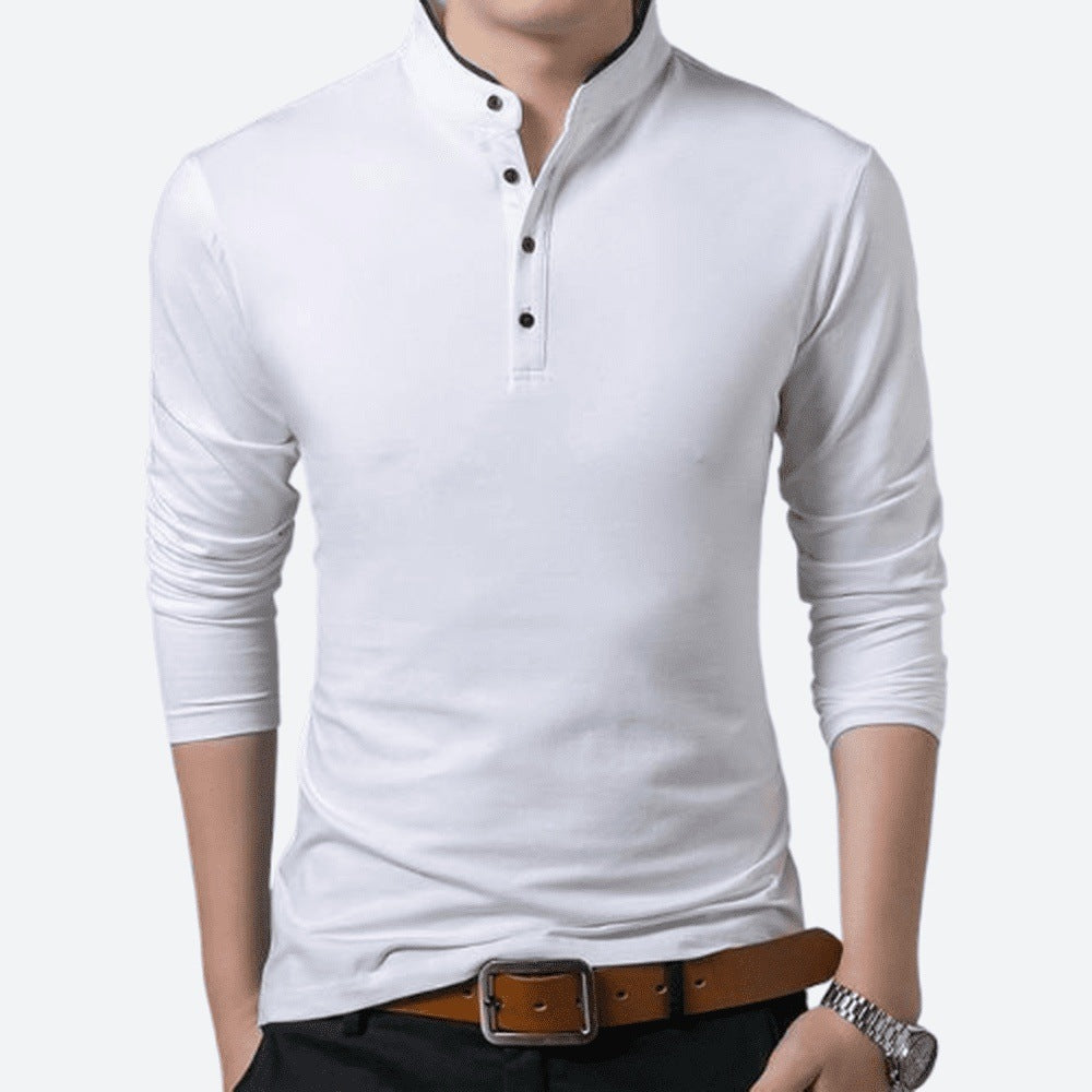 Cotton Full Sleeve Mandarin Collar Tops