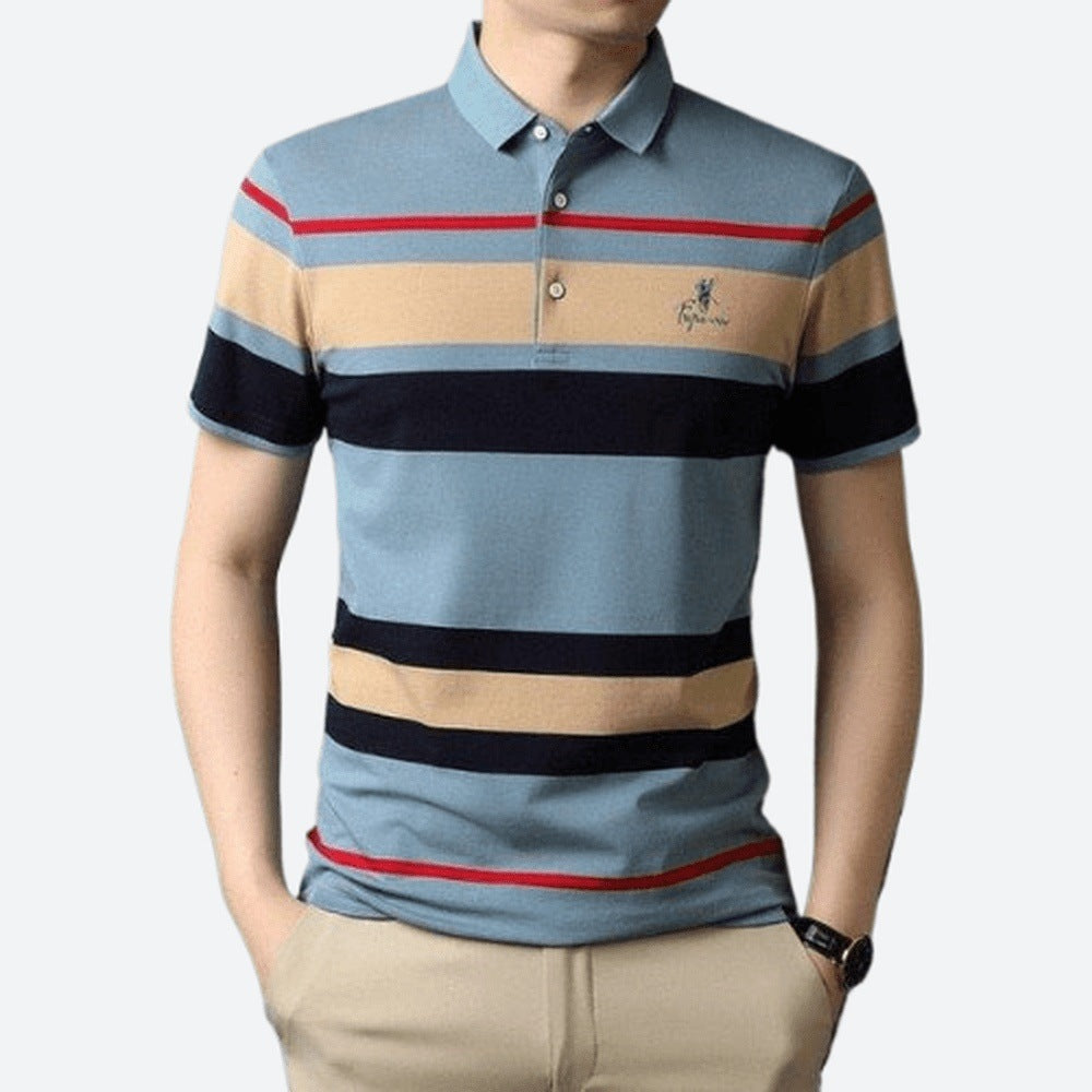 Cotton Striped Embroidery Polo Shirts
