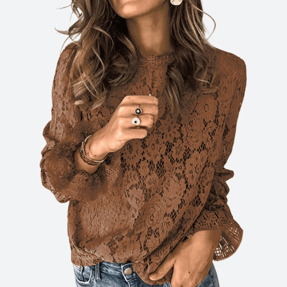 Flare Sleeve Hollow Out Blouses