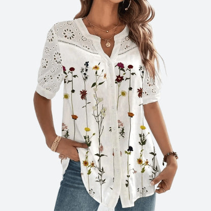 Lace Loose Short Sleeve Blouses
