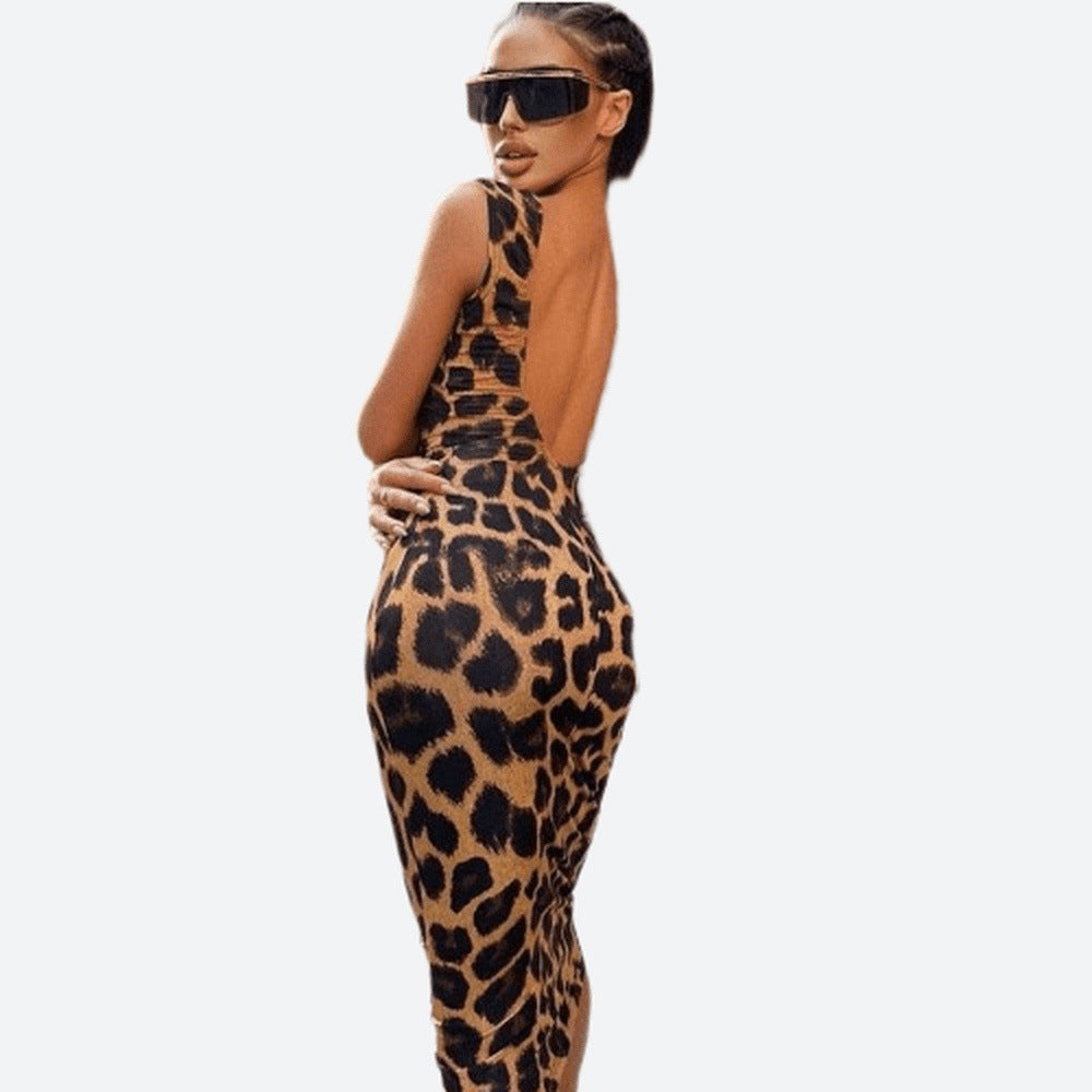 Polyester Leopard Sleeveless Dresses