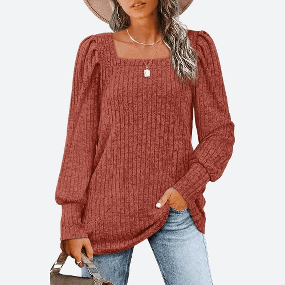 Solid Colour Long Sleeve Blouses