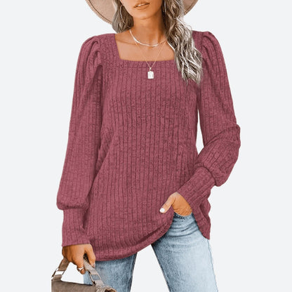 Solid Colour Long Sleeve Blouses